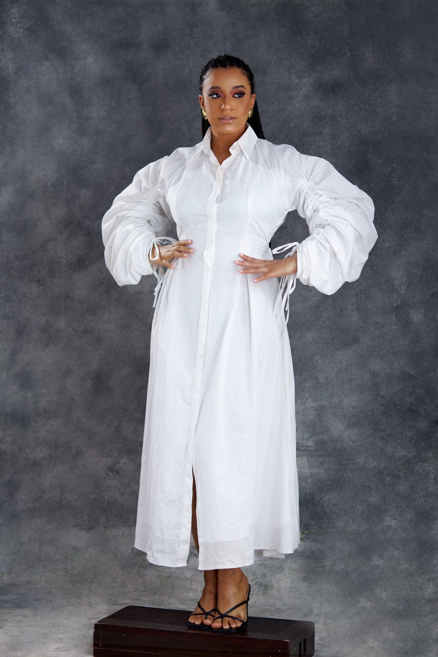 Eva Ruched Shirt Dress
