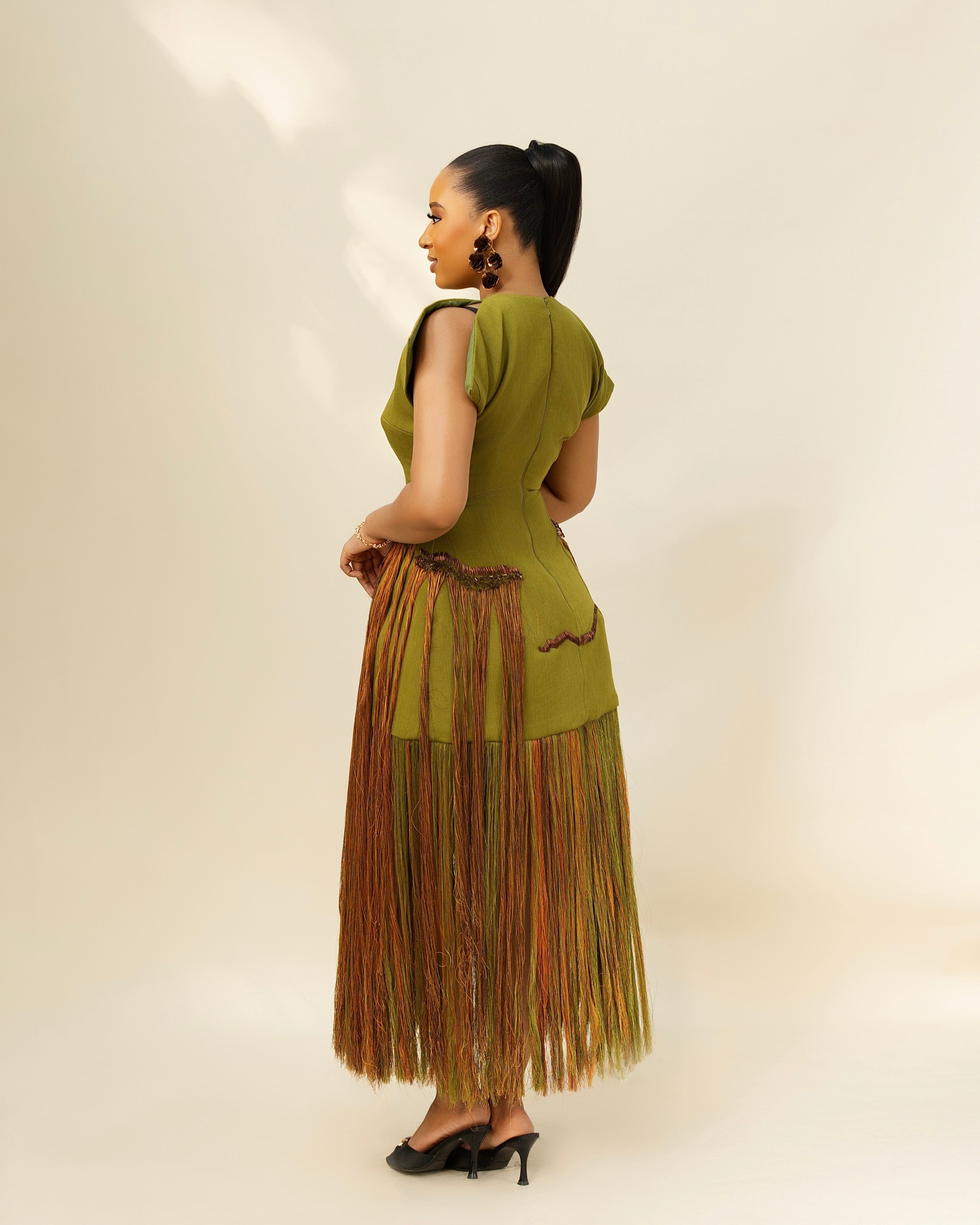 Ewa Aso Oke Fringe Dress