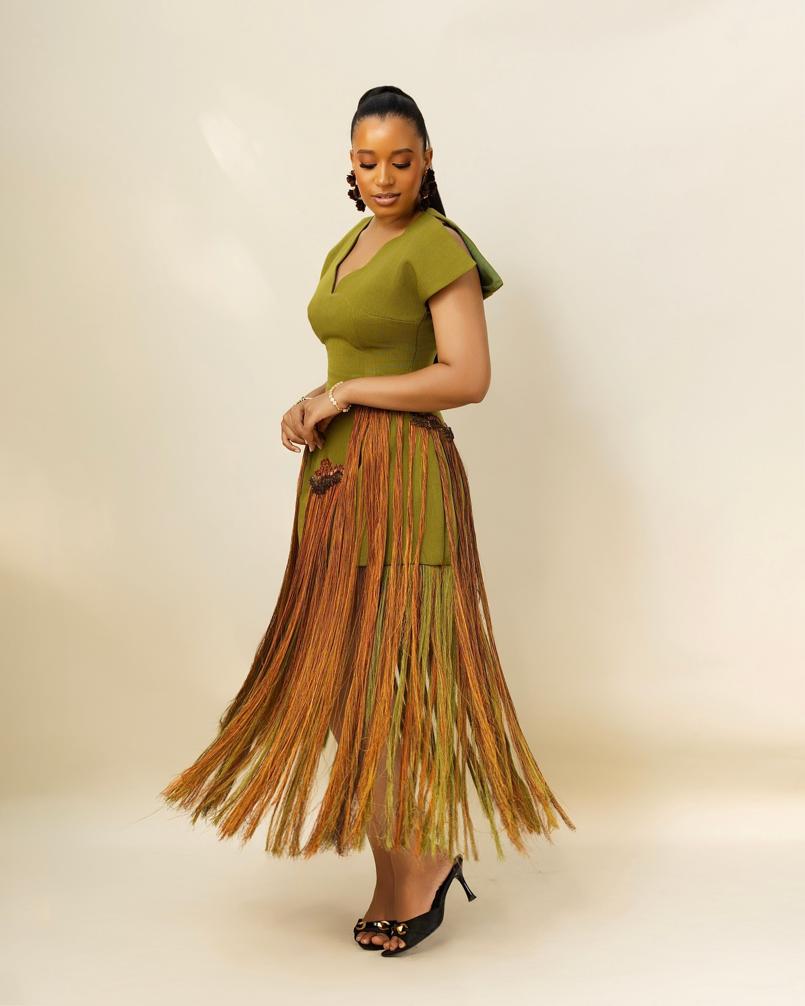 Ewa Aso Oke Fringe Dress