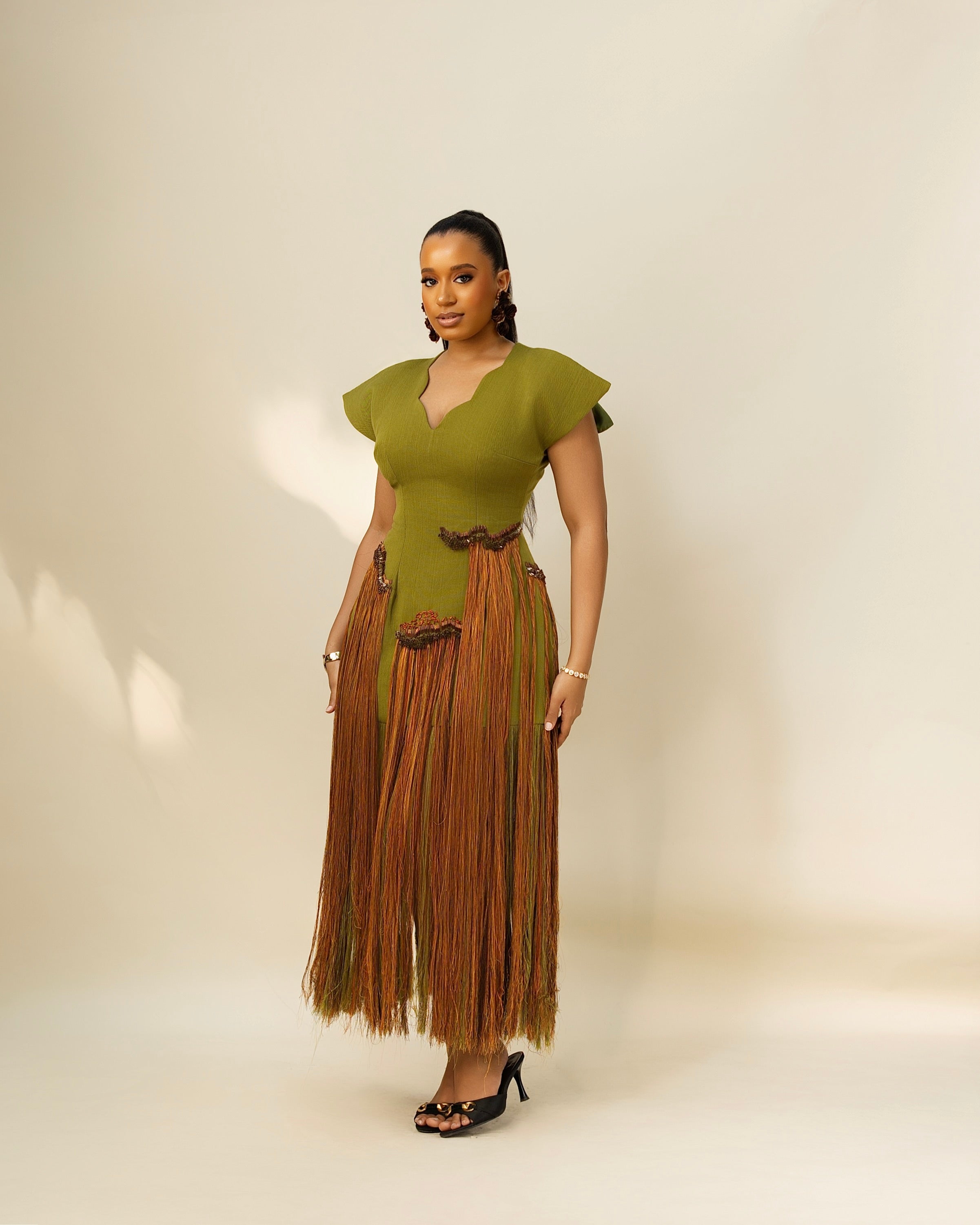 Ewa Aso Oke Fringe Dress