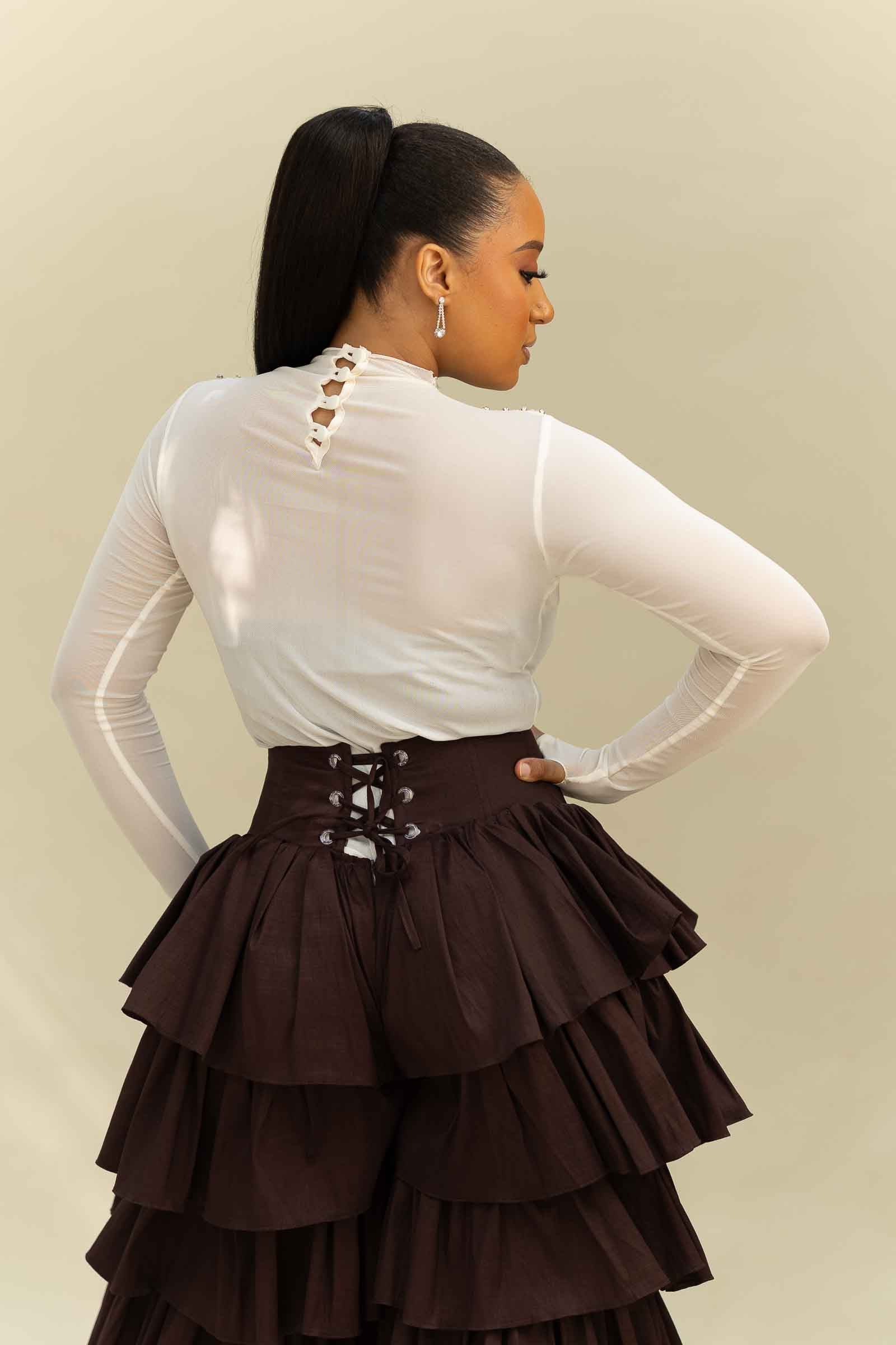 Luxe Embellished High-Neck Top