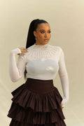 Luxe Embellished High-Neck Top